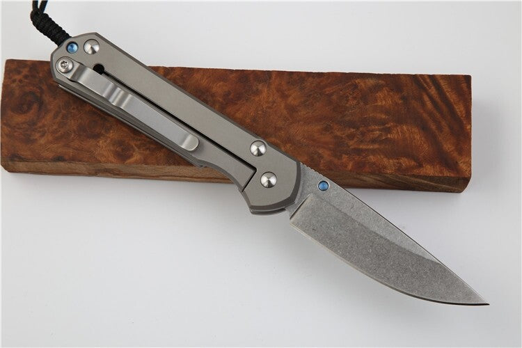 New CNC D2 Blade Sebenza 21 Style Full T4C Titanium Handle  Folding Knife DF23