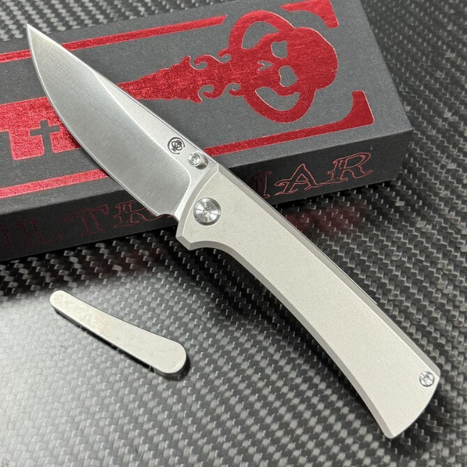 7'' New Folding Knife M390 Blade Full T4C Titanium Handle  Camping Knife VTF95
