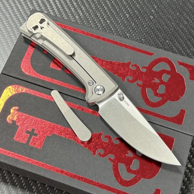 7'' New Folding Knife M390 Blade Full T4C Titanium Handle  Camping Knife VTF95