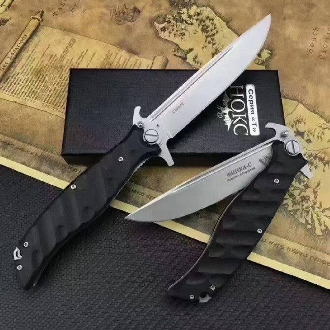 DF40 D2 Steel Folding Knife – EDC Pocket Knife with G10 Handle