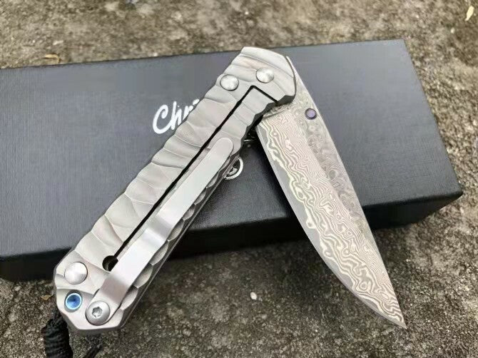 7'' New Damascus Blade Sebenza 21 Style Full T4C Handle Folding Knife DF05M