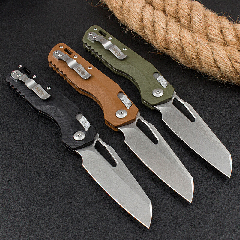 8.5'' New Stone Wash M390 Blade G10 Handle Camping Folding Pocket Knife VTF102