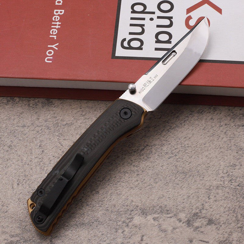 8''New VG10 Blade TC4 Inlay Carbon Fiber Handle CampingFolding Knife VTF189