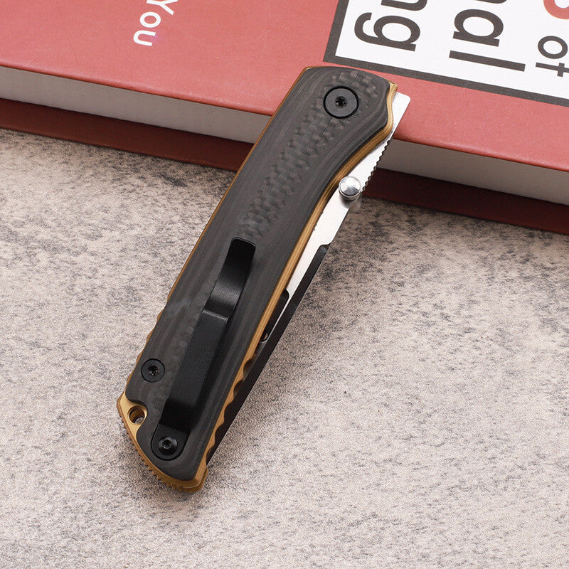 8''New VG10 Blade TC4 Inlay Carbon Fiber Handle CampingFolding Knife VTF189