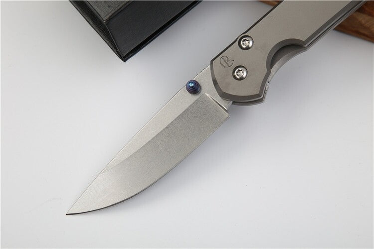 New CNC D2 Blade Sebenza 21 Style Full T4C Titanium Handle  Folding Knife DF23