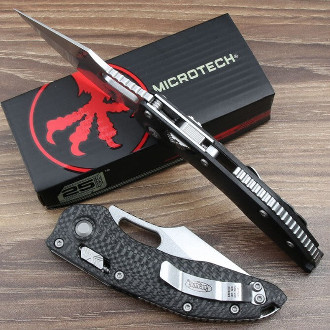 8.5'' New StoneWash M390 Blade Carbon Fibre Handle Survival Folding Knife VTF154