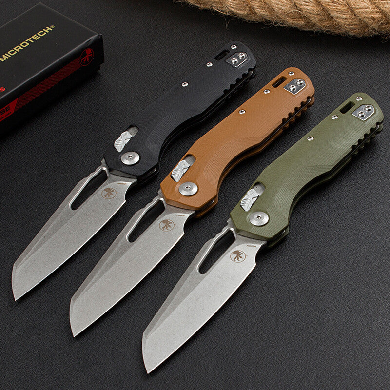 8.5'' New Stone Wash M390 Blade G10 Handle Camping Folding Pocket Knife VTF102
