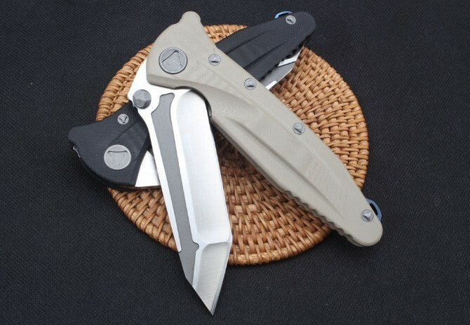 9" New Manual Folding Knife D2 Blade G10 Handle Line Lock Pocket Knife DF137