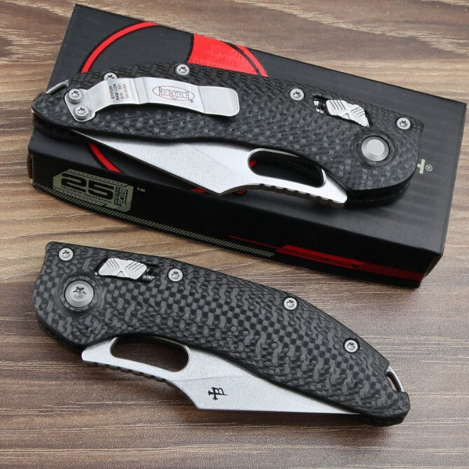 8.5'' New StoneWash M390 Blade Carbon Fibre Handle Survival Folding Knife VTF154