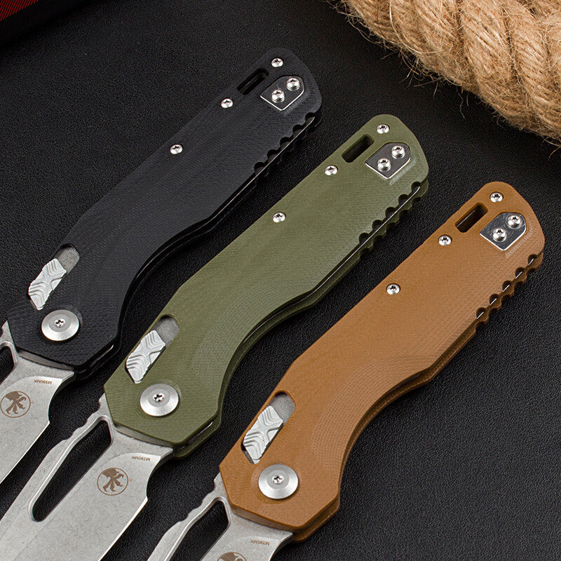 8.5'' New Stone Wash M390 Blade G10 Handle Camping Folding Pocket Knife VTF102