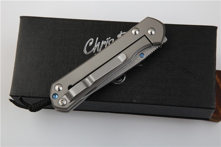 New CNC D2 Blade Sebenza 21 Style Full T4C Titanium Handle  Folding Knife DF23