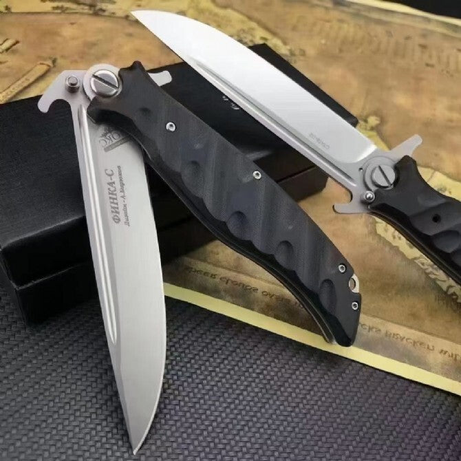 DF40 D2 Steel Folding Knife – EDC Pocket Knife with G10 Handle