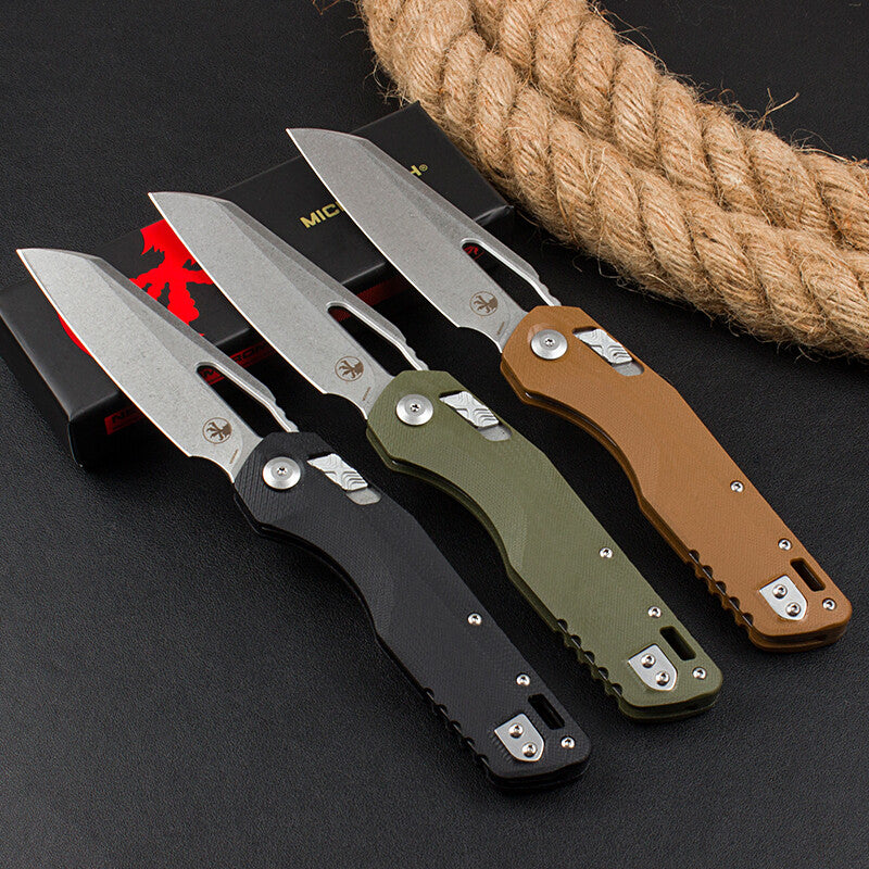 8.5'' New Stone Wash M390 Blade G10 Handle Camping Folding Pocket Knife VTF102