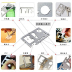 Outdoor Survival Kit — Multi-Tool Card, Spork, Paracord Bracelet & Emergency Blanket
