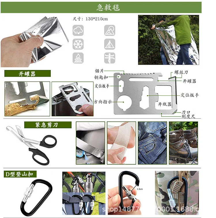 34-Piece Emergency Survival Kit – Outdoor Tactical Gear Bag