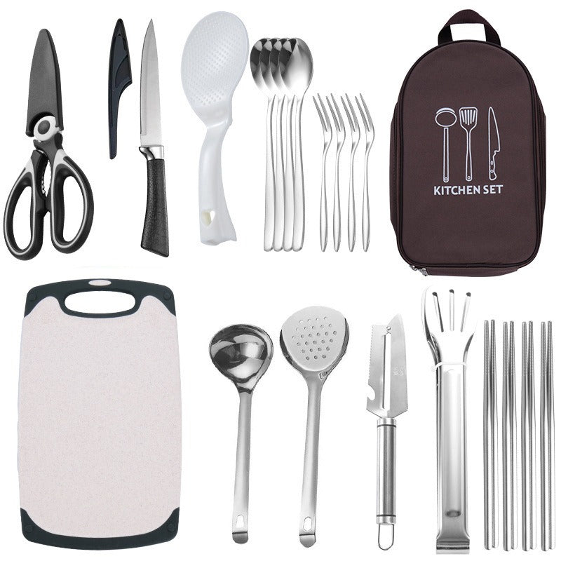304 Stainless Steel Outdoor Cookware Set — 11-Piece Camping Kitchen Kit