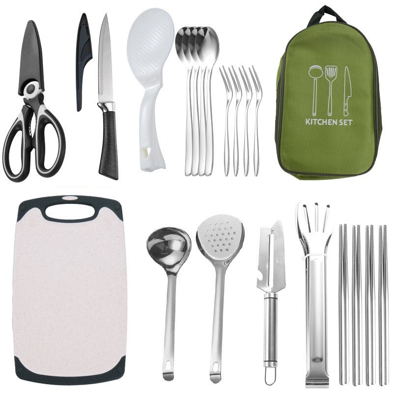 304 Stainless Steel Outdoor Cookware Set — 11-Piece Camping Kitchen Kit