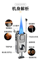 5-in-1 Triple Jet Cigar Lighter with V-Cutter Punch and Draw Tool