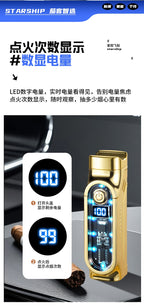 Windproof Triple Jet Cigar Lighter with LED Display and Cigar Punch