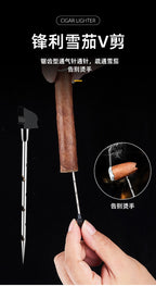 5-in-1 Triple Jet Cigar Lighter with V-Cutter Punch and Draw Tool