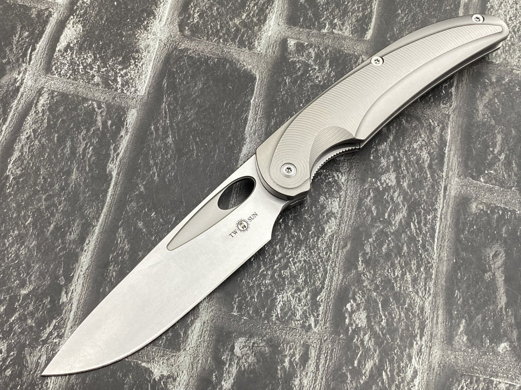 TwoSun TS455 Folding Knife – 14C28N Blade TC4 Titanium Handle