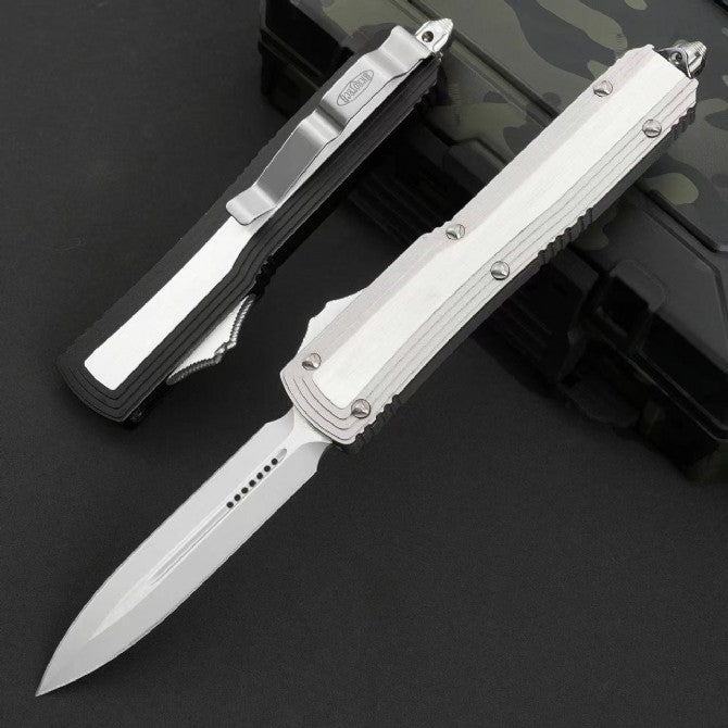 CNC Tactical OTF Knife – Button Lock, Anodized Aluminum Handle
