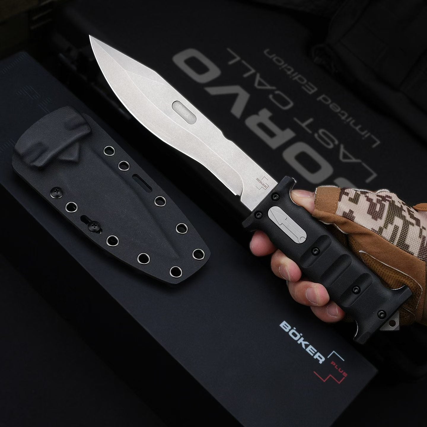 12.5'' D2 Fixed Blade TPE Handle Collection Unique Design Extension Tools Hunting VTH35