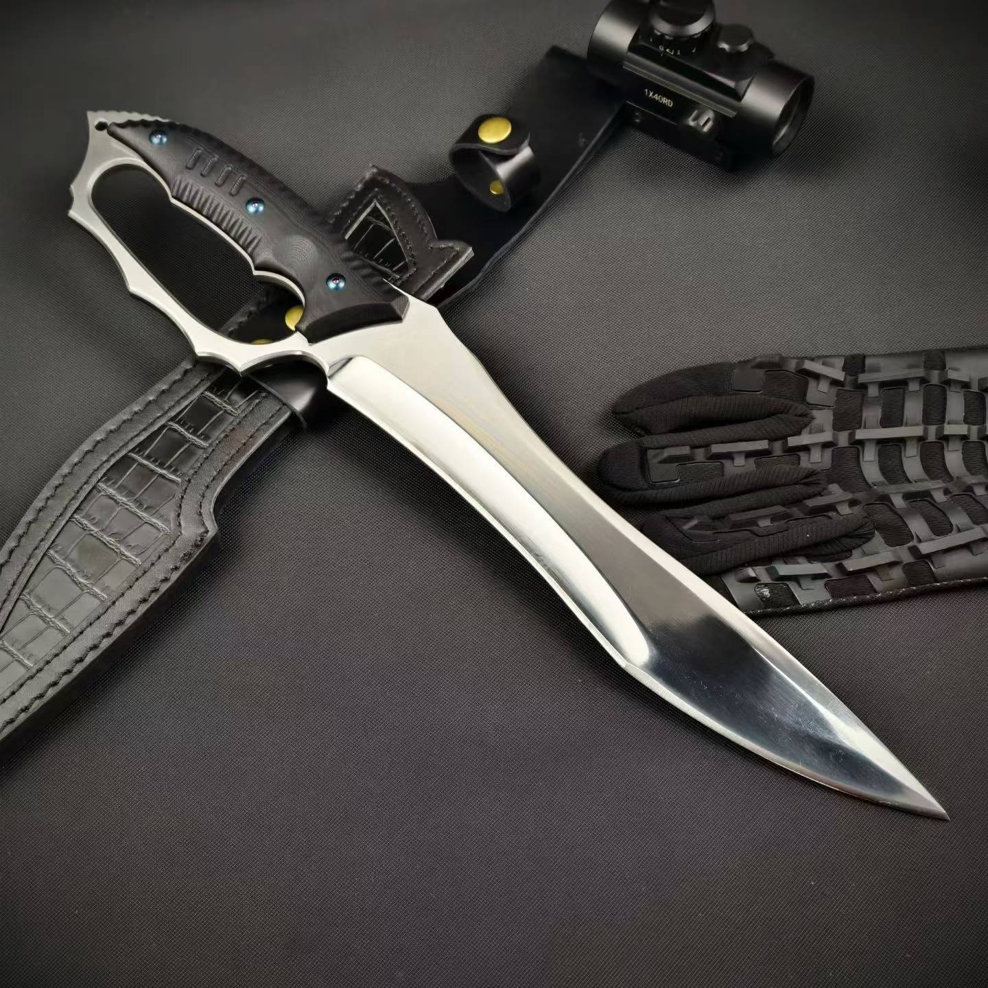 18'' New Fix Knife AUS-8 Stell Blade G10 Handle Camping Hunting Knife