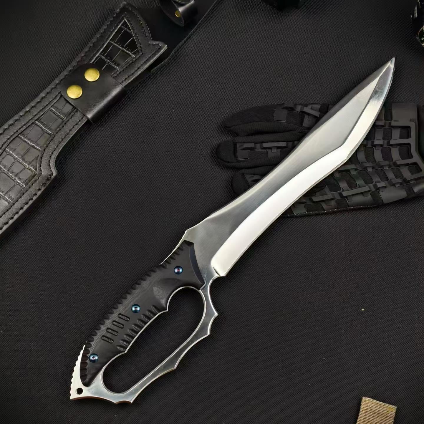 18'' New Fix Knife AUS-8 Stell Blade G10 Handle Camping Hunting Knife