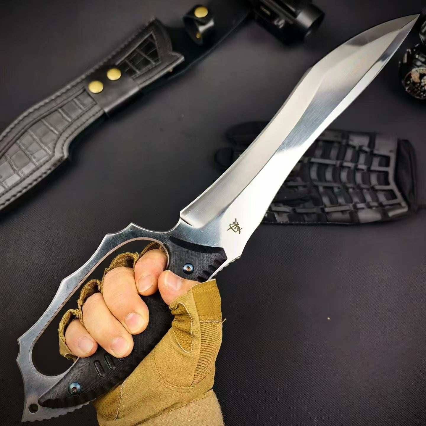 18'' New Fix Knife AUS-8 Stell Blade G10 Handle Camping Hunting Knife