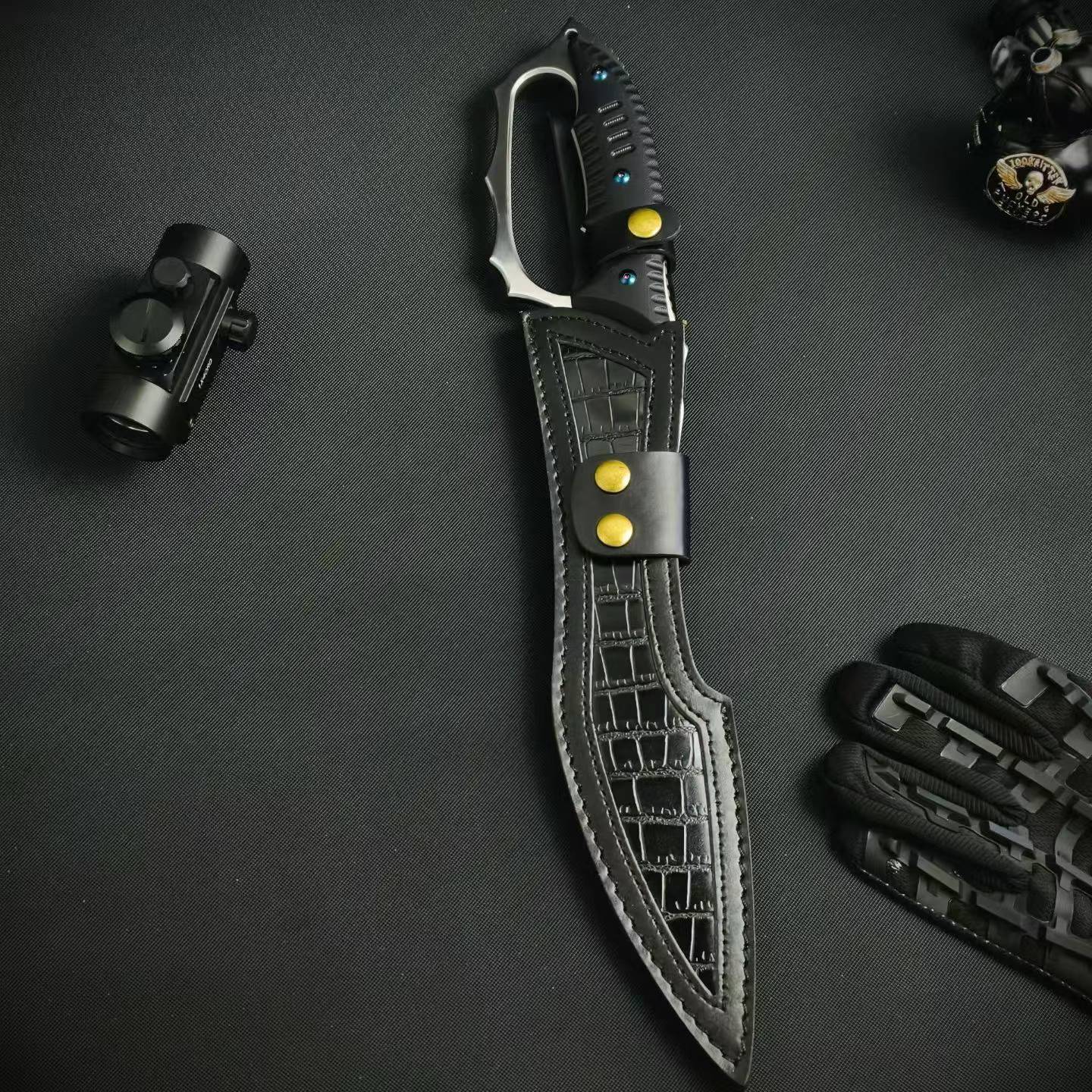 18'' New Fix Knife AUS-8 Stell Blade G10 Handle Camping Hunting Knife
