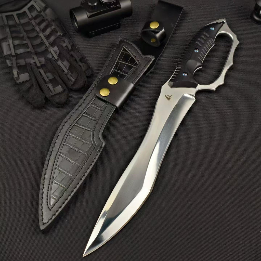 18'' New Fix Knife AUS-8 Stell Blade G10 Handle Camping Hunting Knife