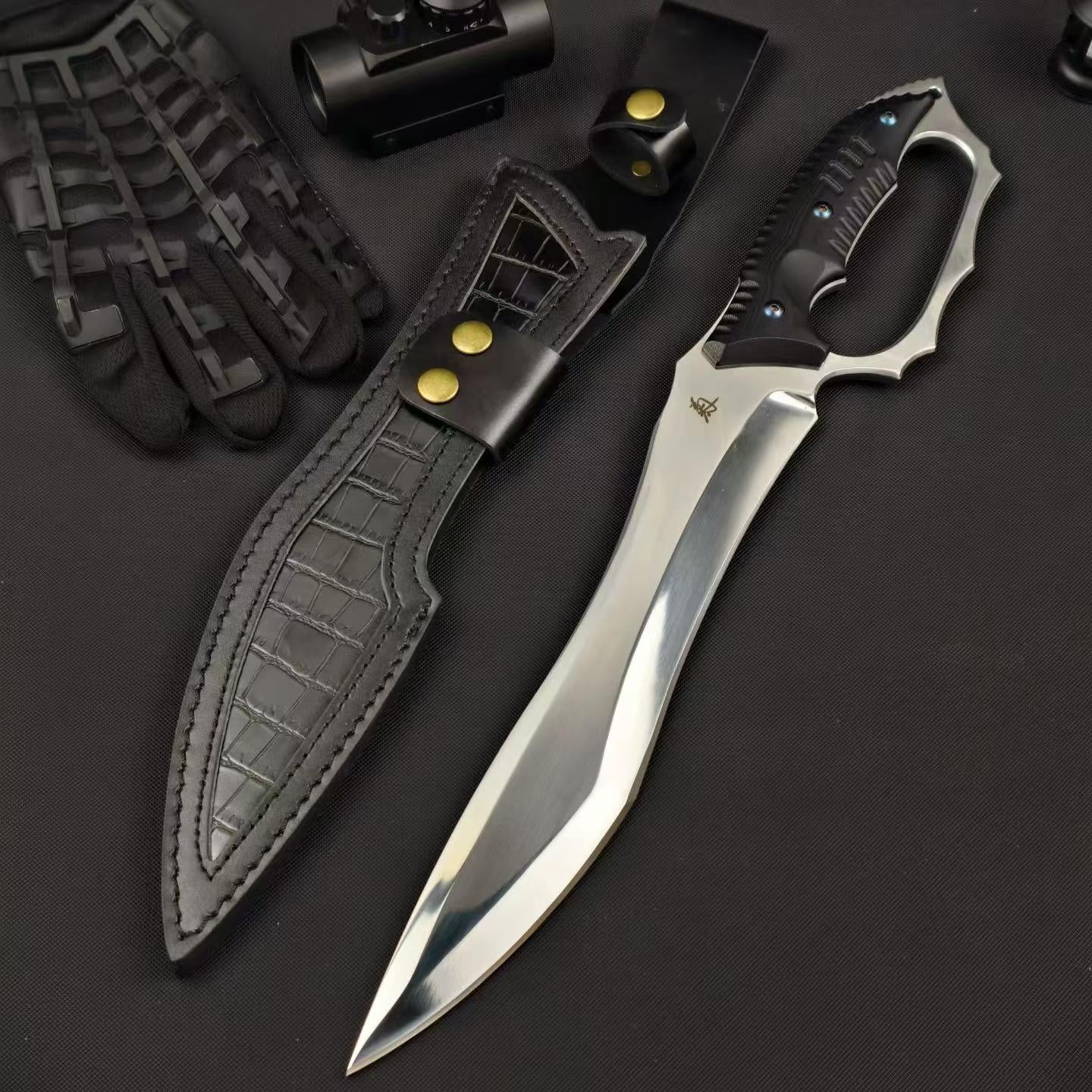 18'' New Fix Knife AUS-8 Stell Blade G10 Handle Camping Hunting Knife