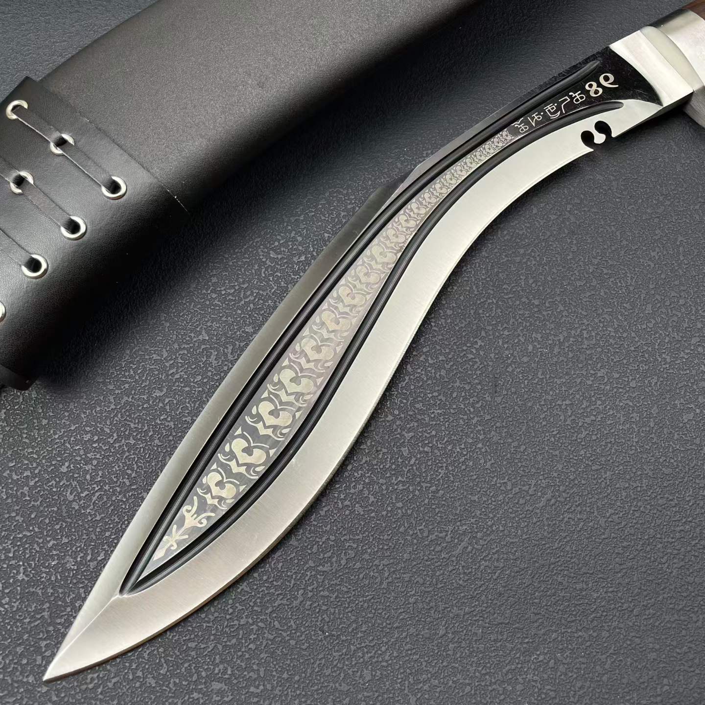 18‘’ New Fix Knife 9Cr18MoV Stainless Steel Blade Wood Handle Camping Hunting Knife