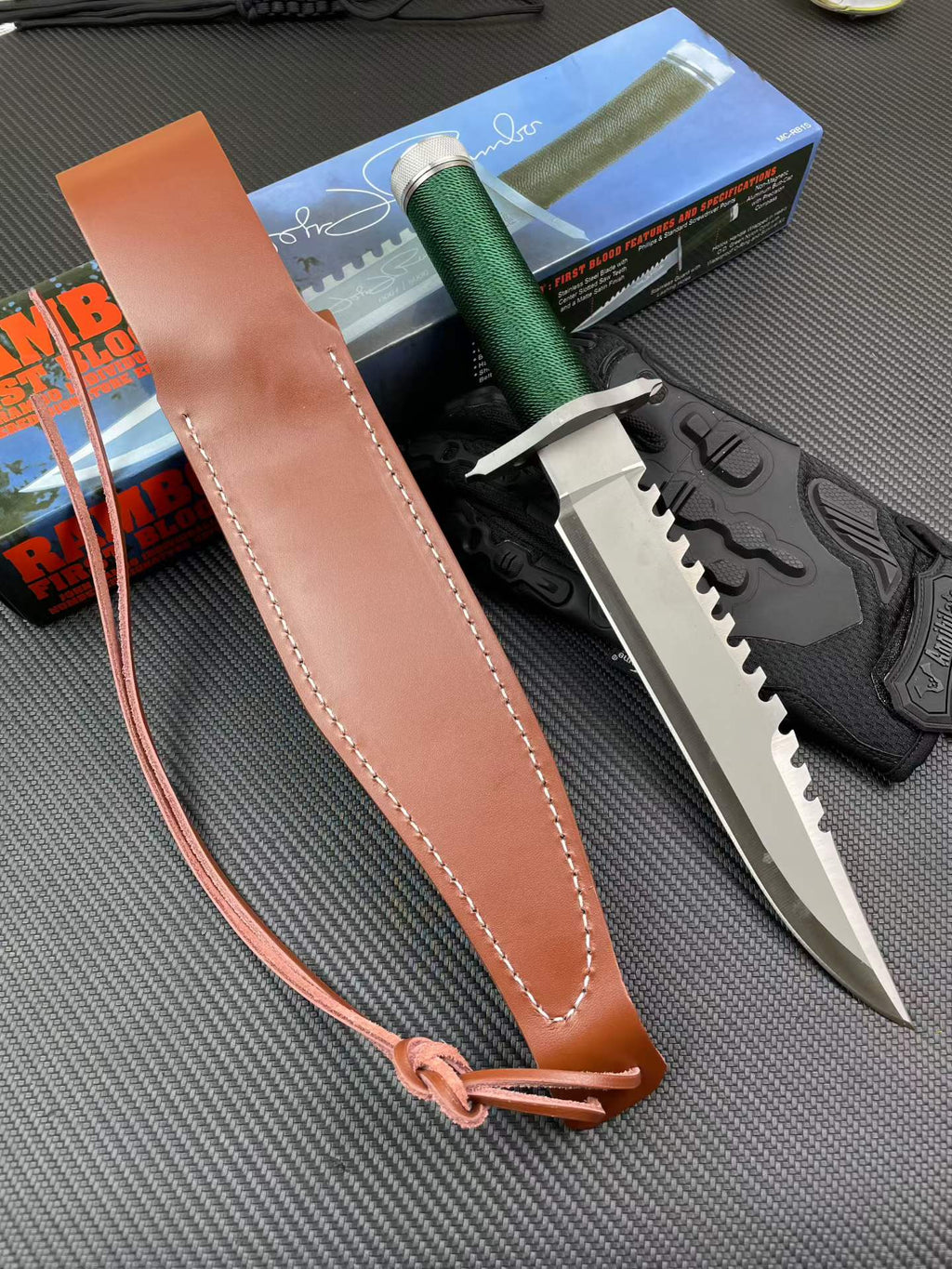 14'' New Rambo 1 First Blood Bowie Camping Combat Tactics Hunting Knife VTH38A