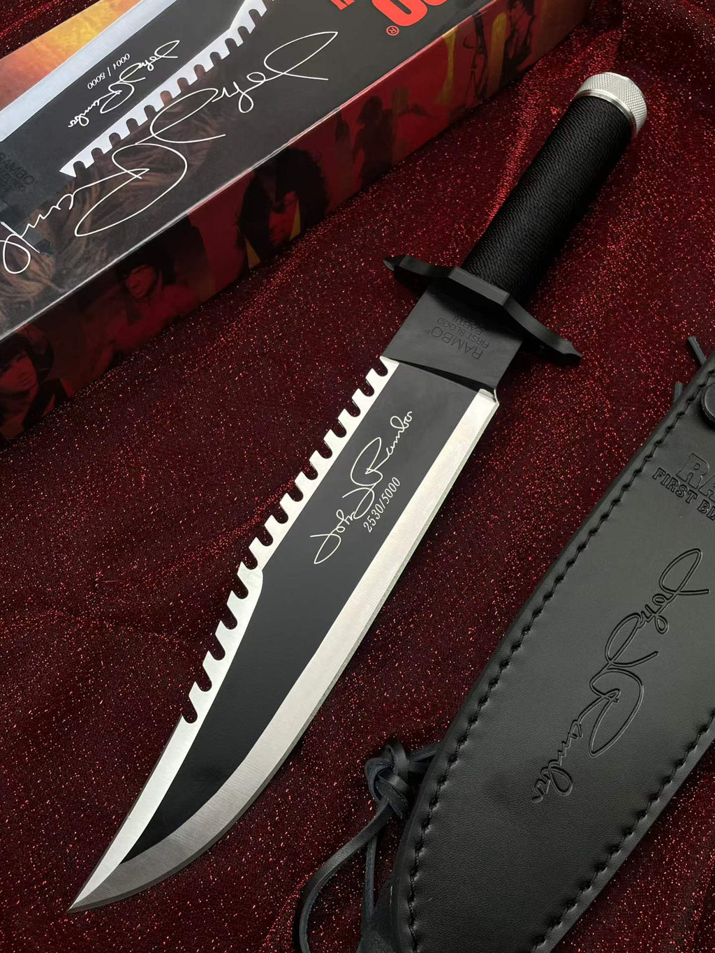15'' New Rambo 2 Hand signed version Camping Tactics Hunting Knife VTH38B