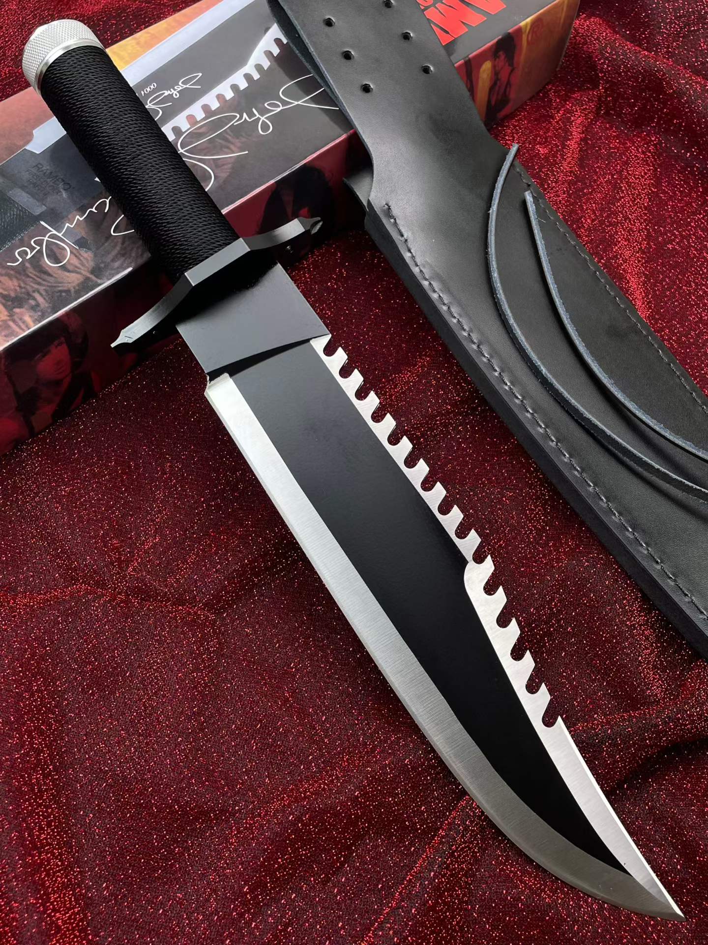 15'' New Rambo 2 Hand signed version Camping Tactics Hunting Knife VTH38B