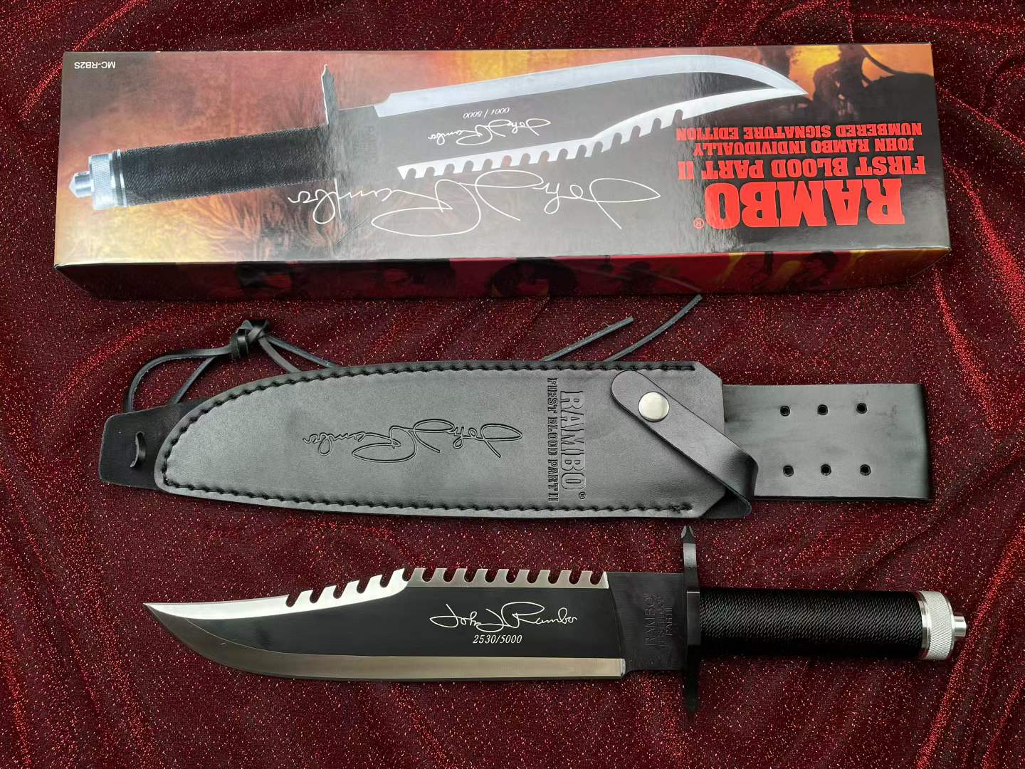 15'' New Rambo 2 Hand signed version Camping Tactics Hunting Knife VTH38B