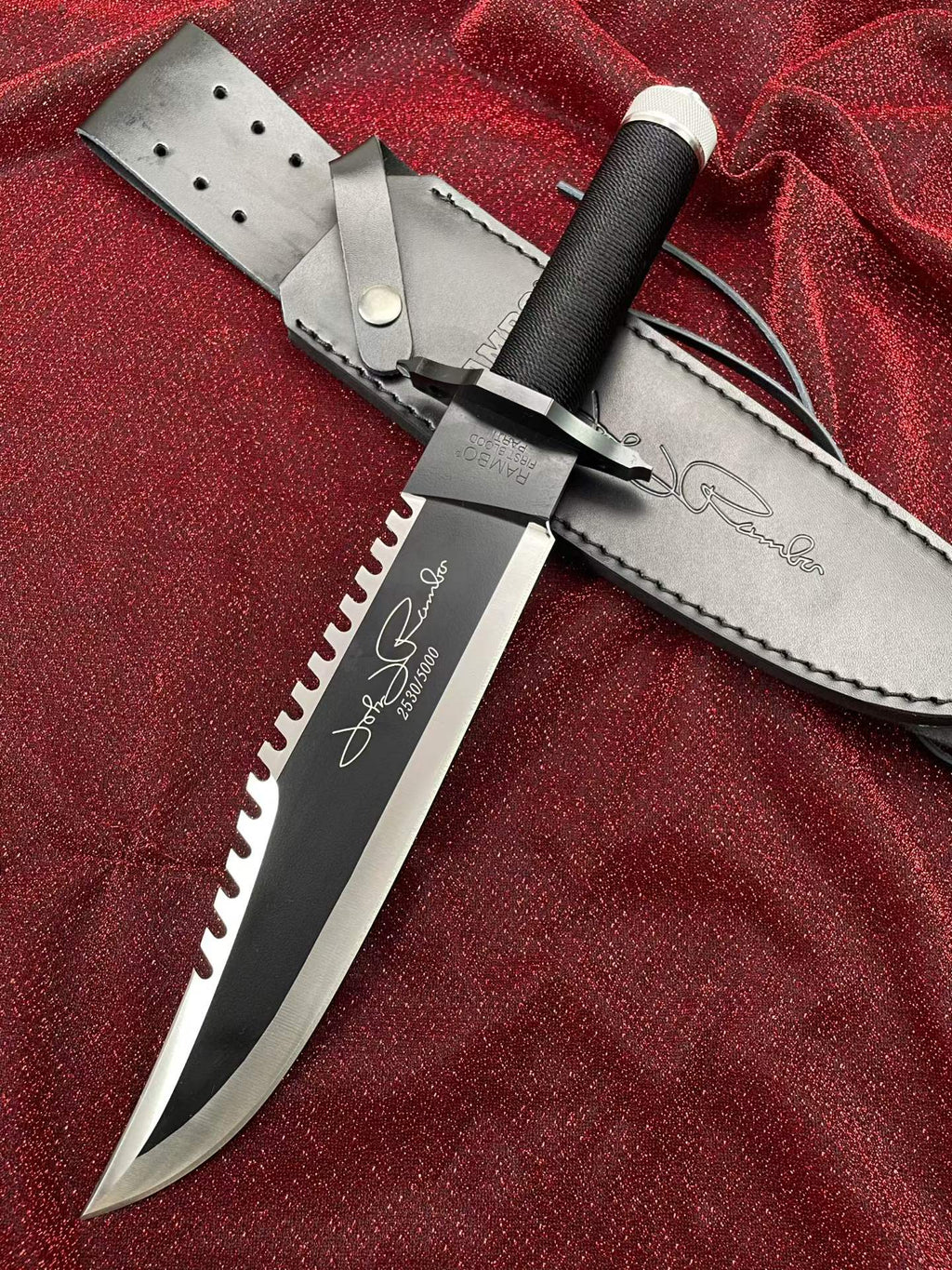 15'' New Rambo 2 Hand signed version Camping Tactics Hunting Knife VTH38B