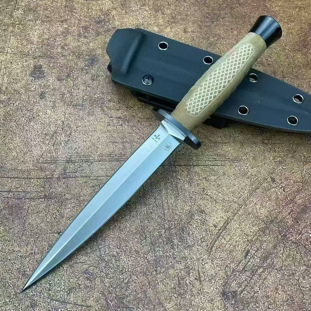 10'' New Double Edge  8Cr13MoV Steel Blade G10 Handle Tactics Survival Hunting Knife