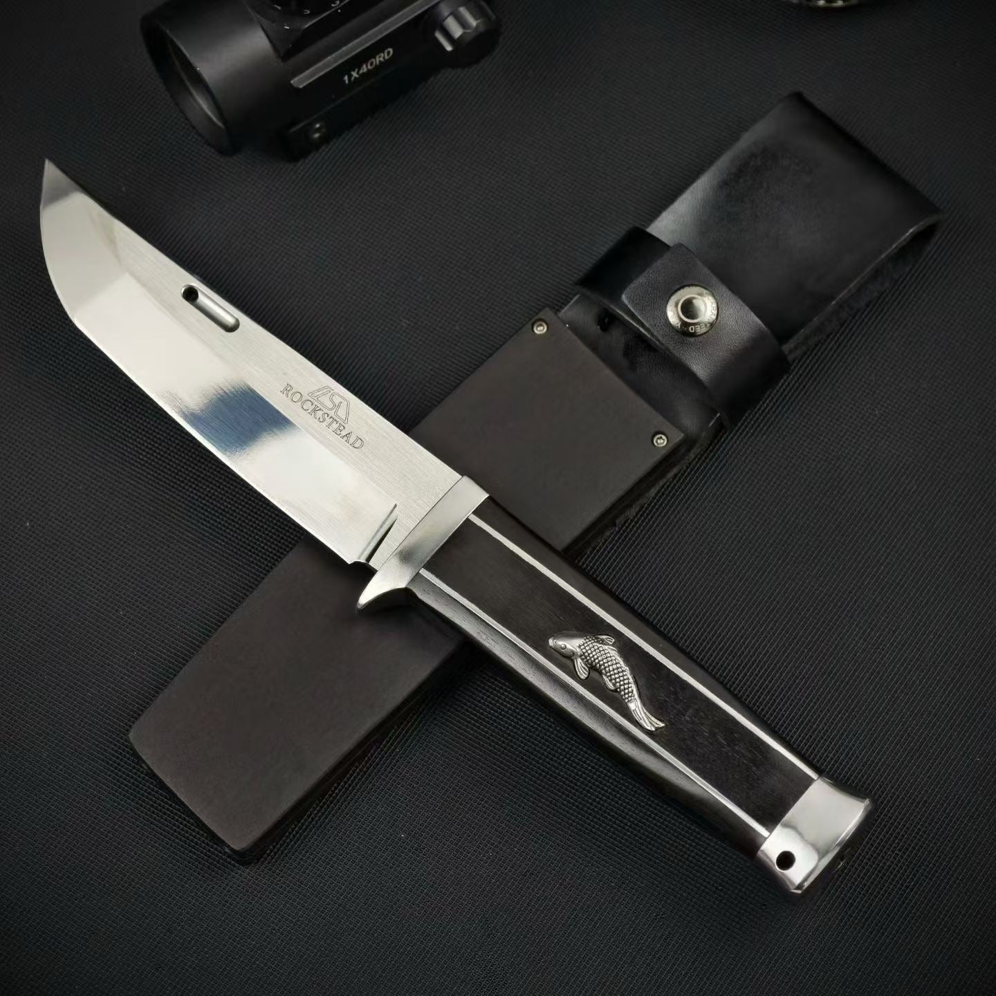 10'' New AUS-10 Steel Blade Ebony Handle Camping Hunting Knife