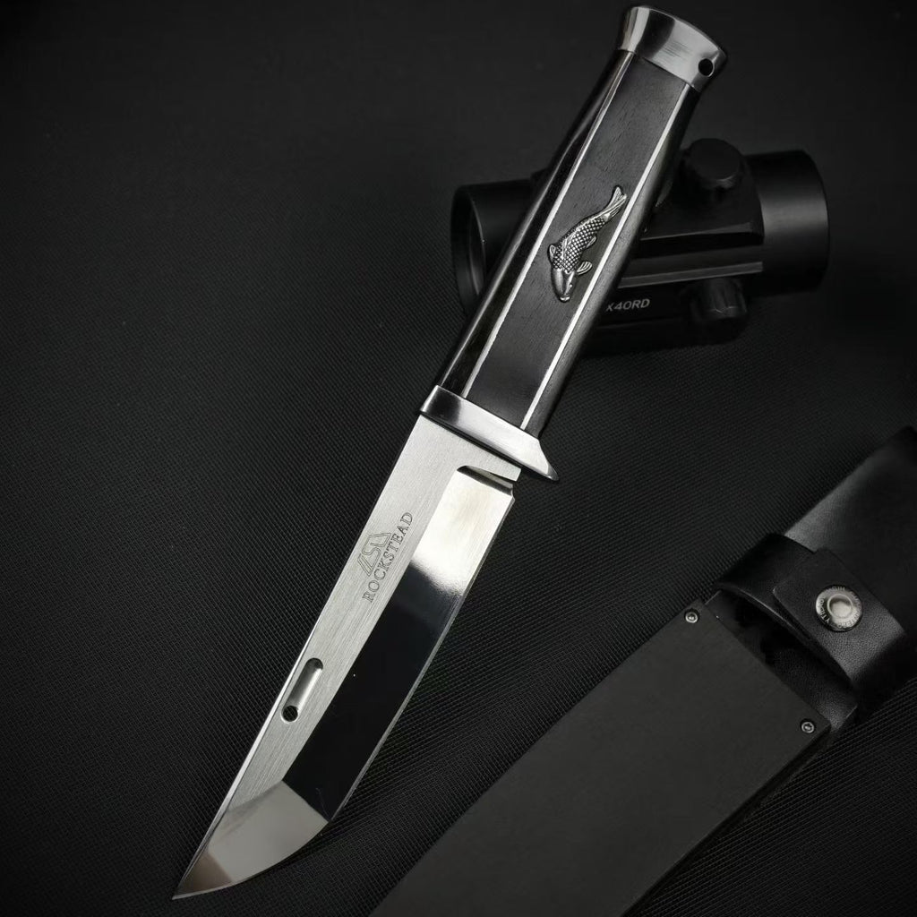 10'' New AUS-10 Steel Blade Ebony Handle Camping Hunting Knife