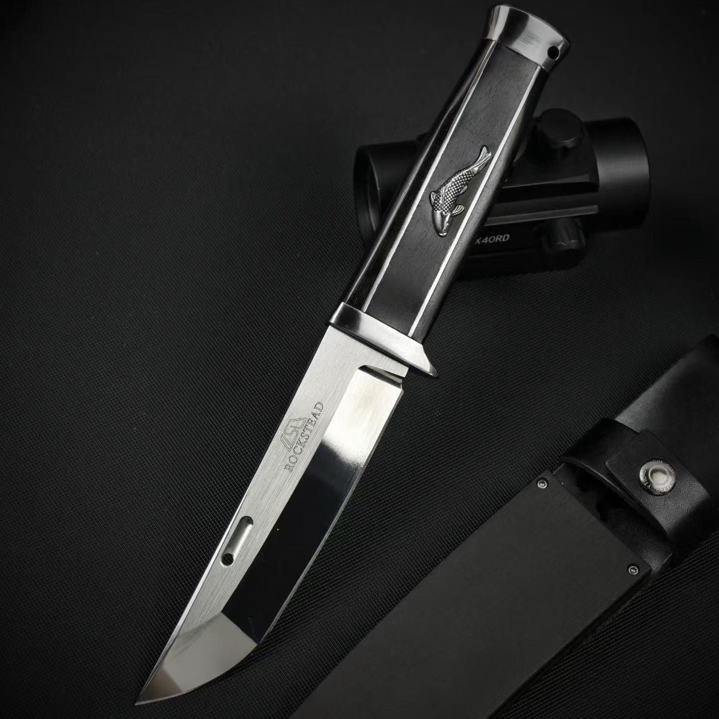 10'' New AUS-10 Steel Blade Ebony Handle Camping Hunting Knife