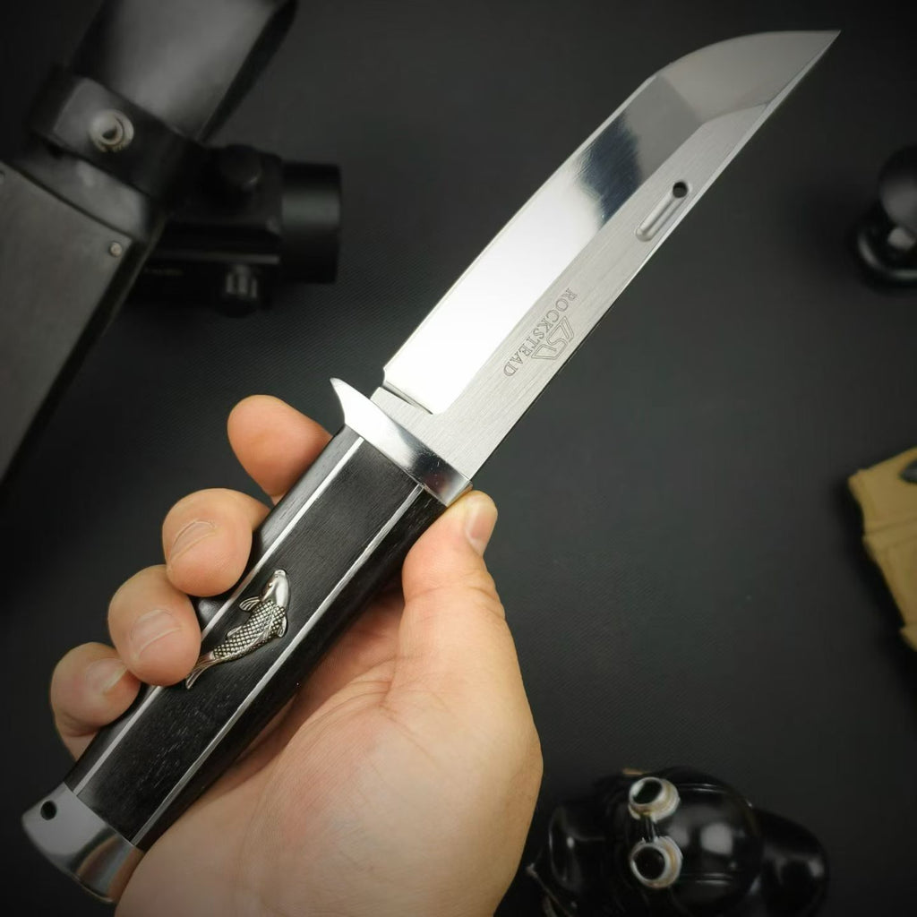10'' New AUS-10 Steel Blade Ebony Handle Camping Hunting Knife