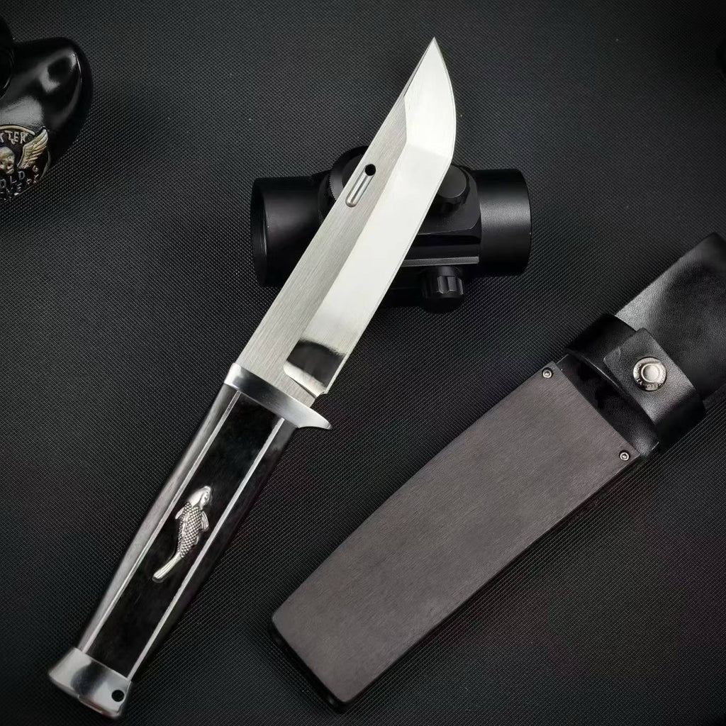 10'' New AUS-10 Steel Blade Ebony Handle Camping Hunting Knife