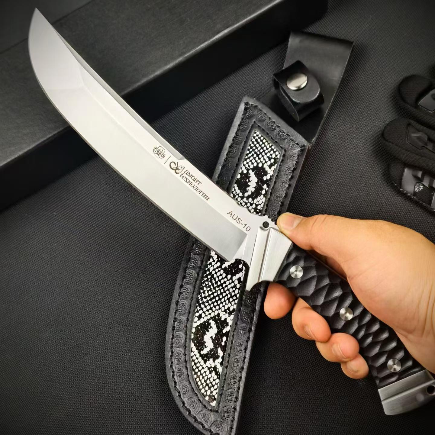 13'' New AUS-10 Steel Blade G10 Handle Camping Tactics Hunting Knife