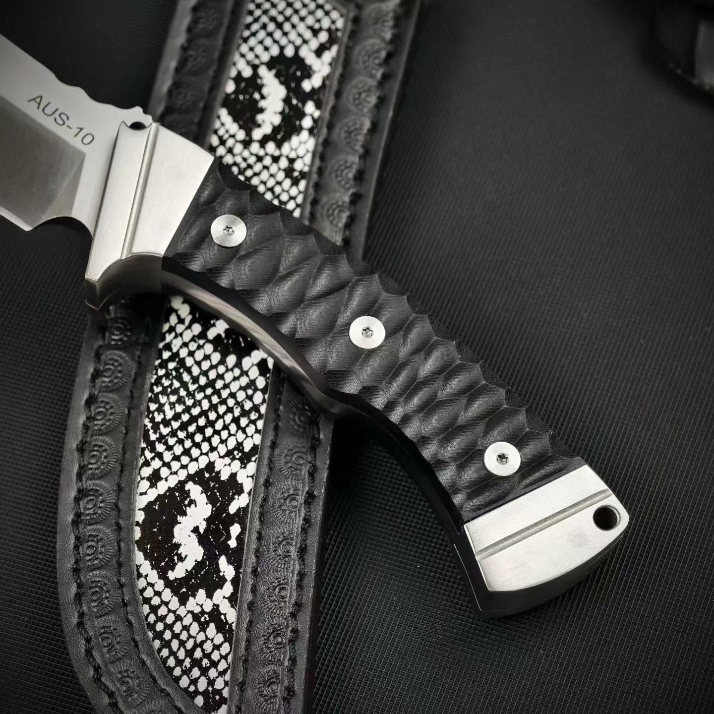 13'' New AUS-10 Steel Blade G10 Handle Camping Tactics Hunting Knife