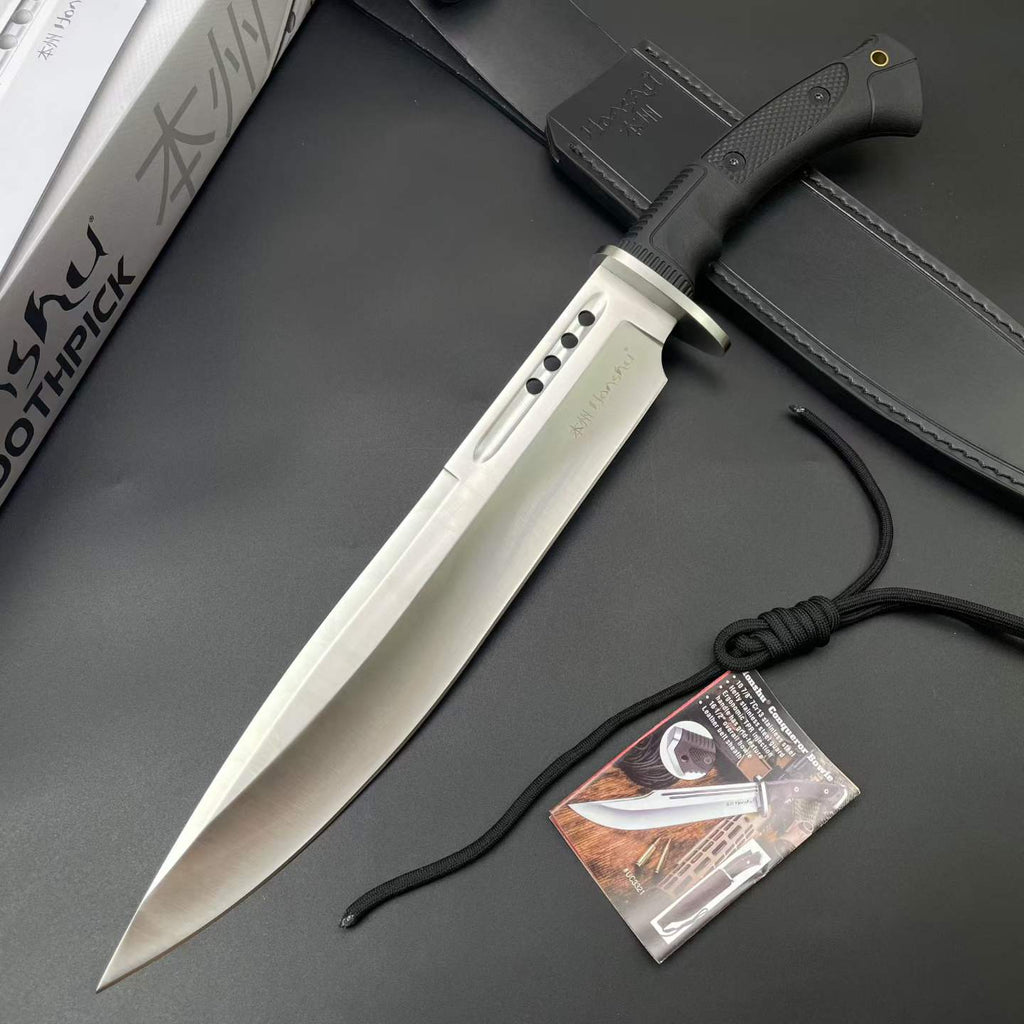 19'' New 7Cr13MoV High-Chrome Steel Blade TPR Handle Camping Tactics Hunting Knife UC3394
