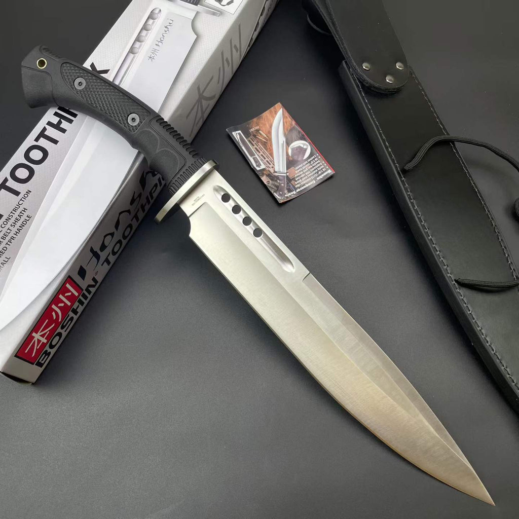 19'' New 7Cr13MoV High-Chrome Steel Blade TPR Handle Camping Tactics Hunting Knife UC3394