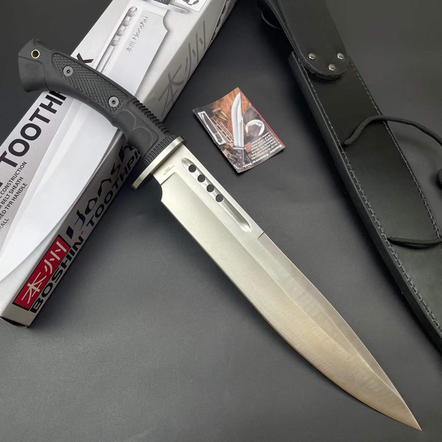 19'' New 7Cr13MoV High-Chrome Steel Blade TPR Handle Camping Tactics Hunting Knife UC3394